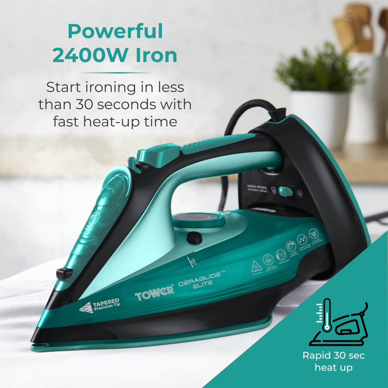Tower T22008TL CeraGlide Cordless Steam Iron with Ceramic Soleplate and Variable Steam Function