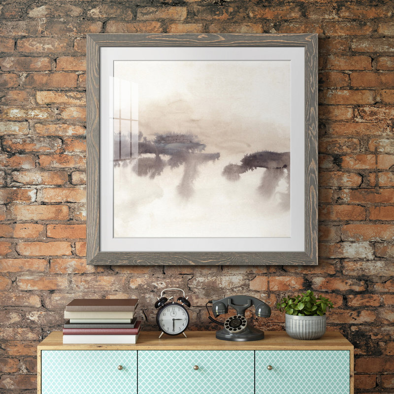 Shadowscape II - Matted and Framed Under Acrylic Glass, Large Living Room Wall Art, 22.5" H x 22.5" W x 1.5" D, White