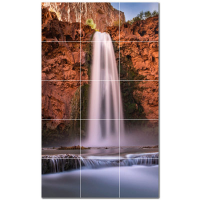 Waterfalls Photo 12'' x 12'' Satin Ceramic Decorative Mural