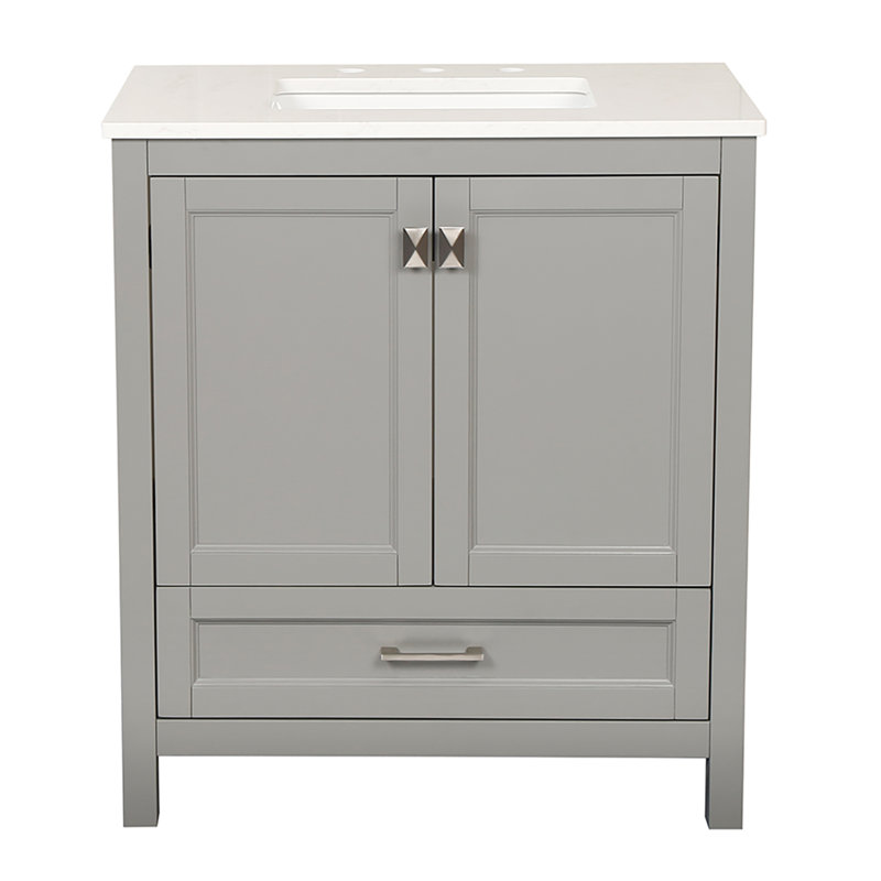 Ensemble de meuble-lavabo simple 30,27 po avec dessus en marbre Masciarelli, Gris
