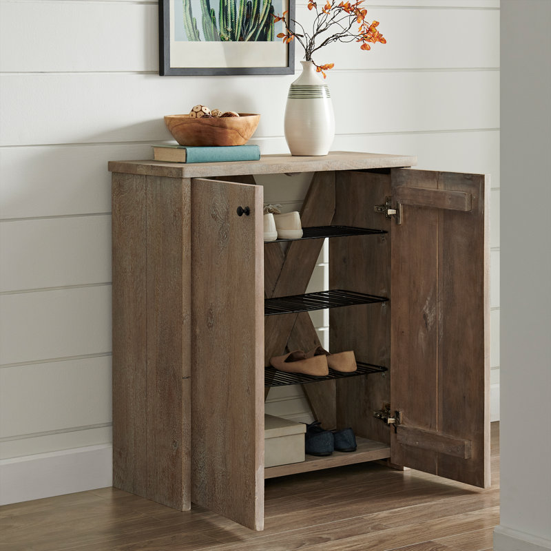 Armoire à chaussures de style rustique industriel en bois massif Castleton