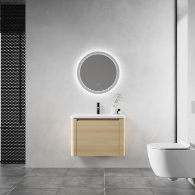 Meuble-lavabo mural avec lavabo en céramique blanche