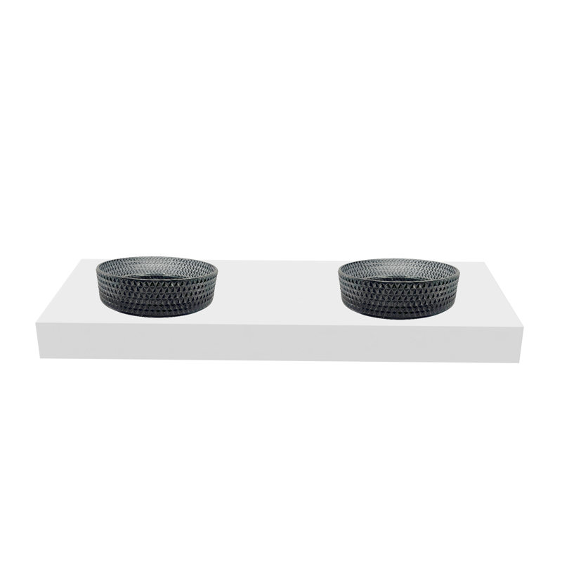 Scotch 16" Round Decorative Vessel Sinks With 60" White Base, Black