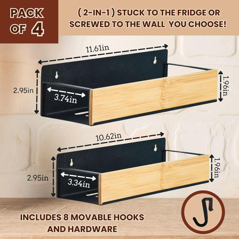 4 Pack Magnetic Spice Rack Organizer