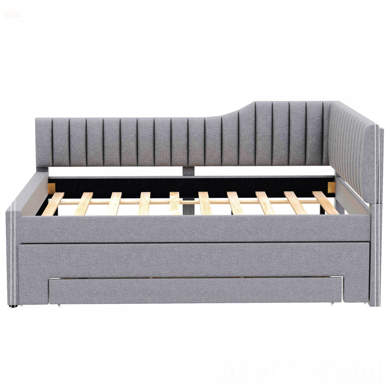 Full Size Upholstered Daybed With Trundle And Three Drawers, Full / Double
