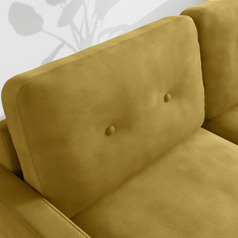 Madian Velvet Sofa, Goldenrod Velvet, 32.7" H x 70" W x 30" D