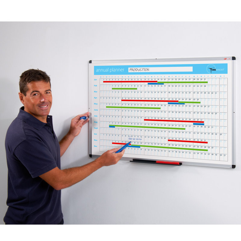 Planner Wall Mounted Whiteboard, 60cm H x 90cm W