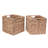 Two 12-Inch Square Handmade Wicker Baskets - Foldable Storage Bins with Handles
