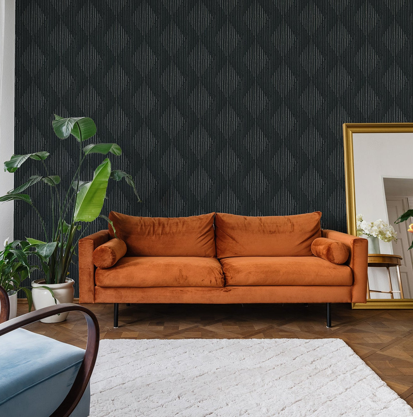 Organic Self-Adhesive Wallpaper Roll, Black, Self-adhesive, Paper