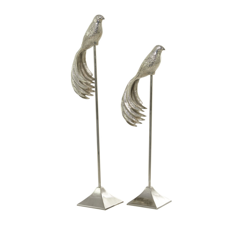 Aireona Animals Statue, Silver,  32"H x 22"W x 14"D / 25"H x 22"W x 14"D