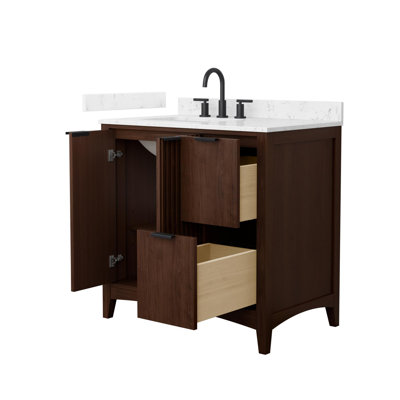 Meuble-lavabo simple autoportant 36 po avec plateau en marbre Palmilla