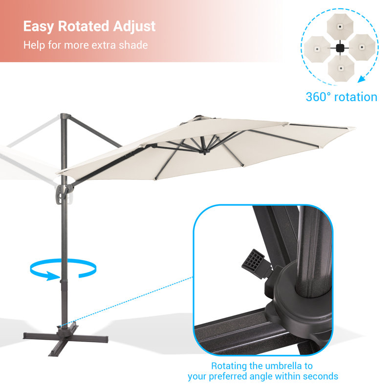Parasol en porte-à-faux 120 po, Beige