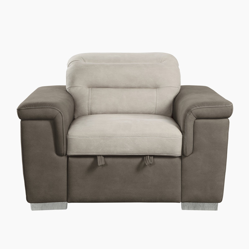 Jezebelle Upholstered Accent Chair with Ottoman, Beige/Taupe Microfiber/Microsuede
