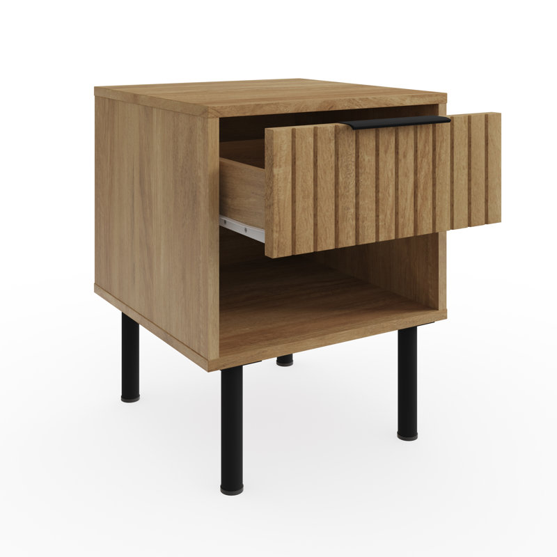 Nervata Living End Table, Oak, Black