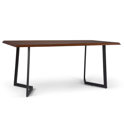 Hylan 72"W Solid Mango Wood Dining Table, Contemporary Style with Metal Legs, Seats 6