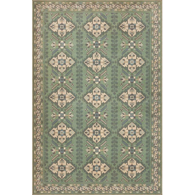 Green Diamond Traditional Woven Base Washable Rug