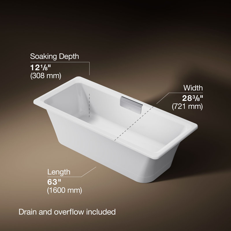 Volute 63 In. X 28-3/8 In. Freestanding Bath With Base