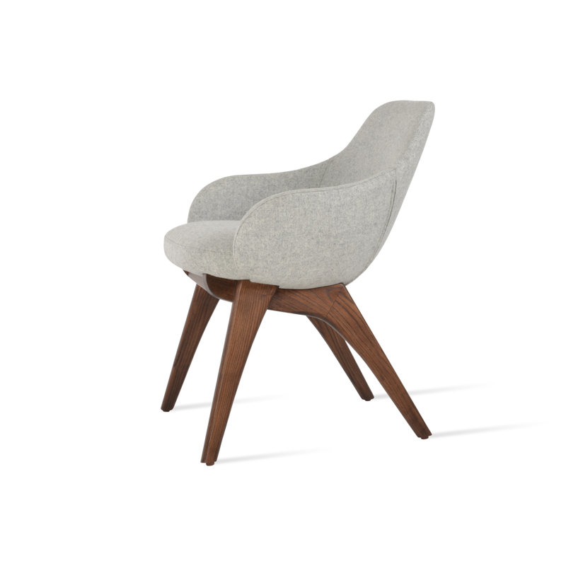 Gazel Arm X Wood Chair, Wool Silver