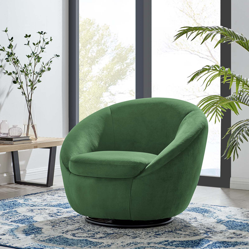 Modway Buttercup Performance Velvet Performance Velvet Swivel Chair, Green