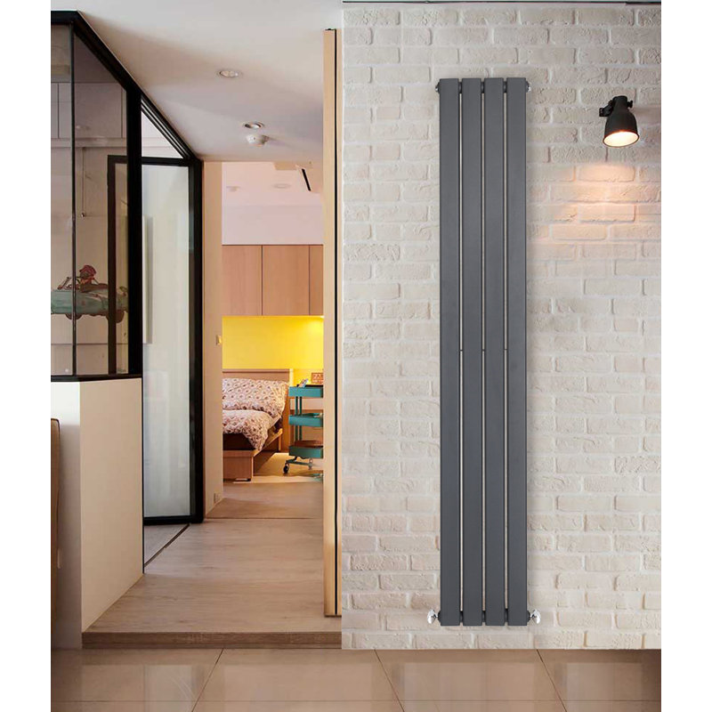 Shonna Vertical Double Flat Panel Radiator, Anthracite, 160cm H x 27.2cm W