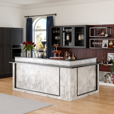 94.5” Wide L-Shaped Kitchen Bar With Multi-Color LED Lighting by Brayden Studio
