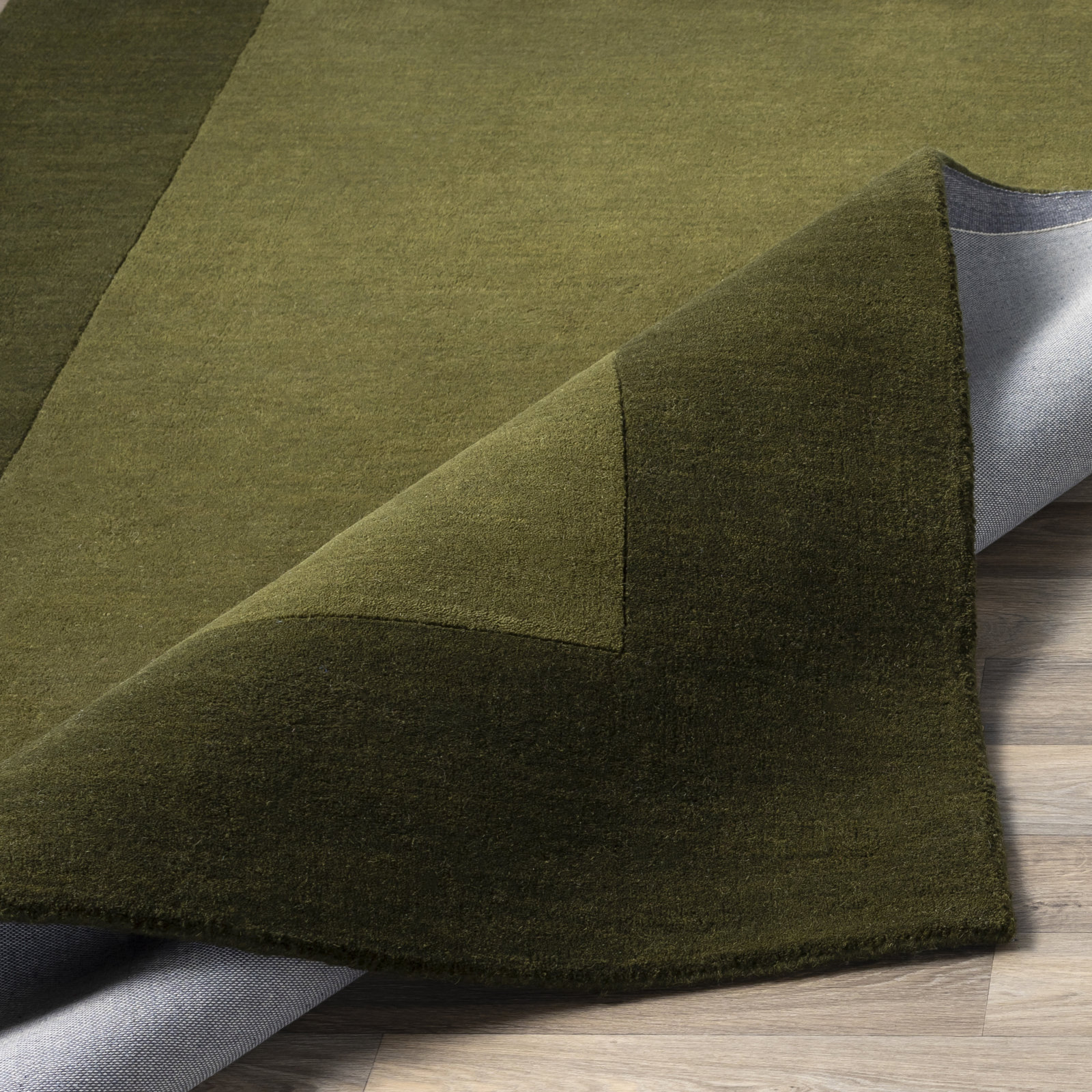 Dolma Hunter Green Hand-Loomed Wool Rug, Rectangle 3'3" x 5'3"
