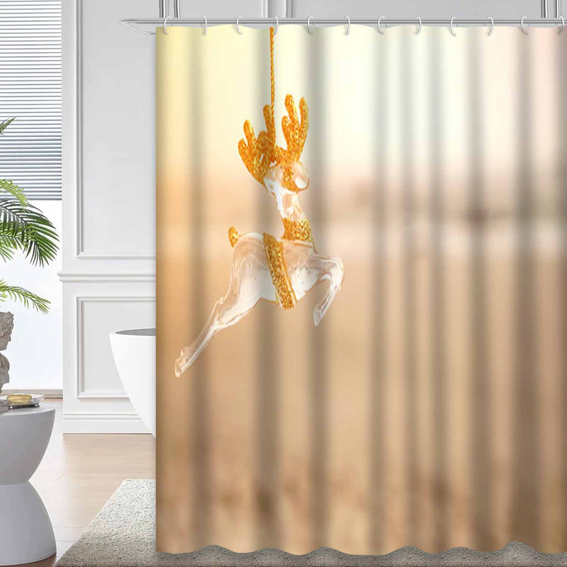 Rideau de douche de plage avec 12 crochets Reindeer, L 72 po x l 78 po
