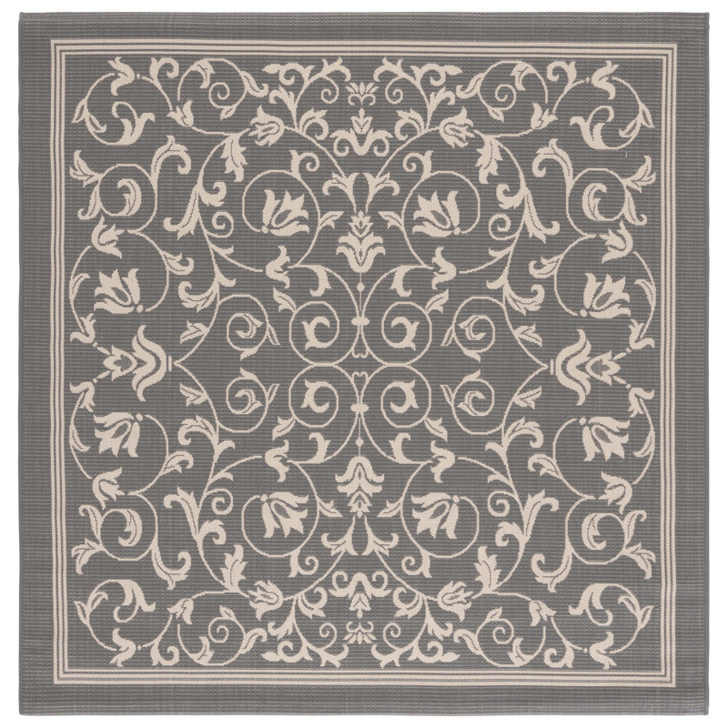 Galena Performance Floral Indoor/Outdoor Area Rug, Square 6'7"