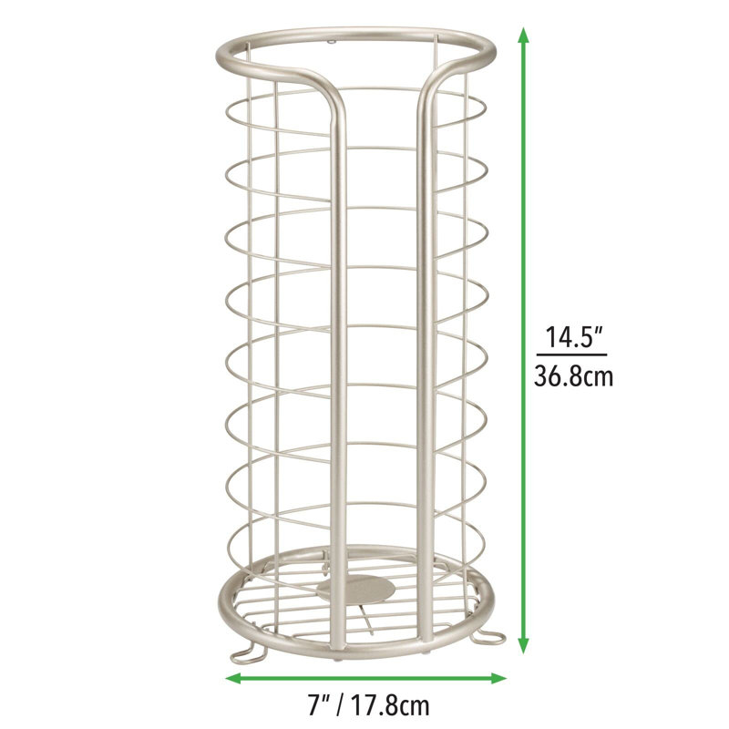Satin Silver Steel Freestanding Toilet Paper Holder Stand