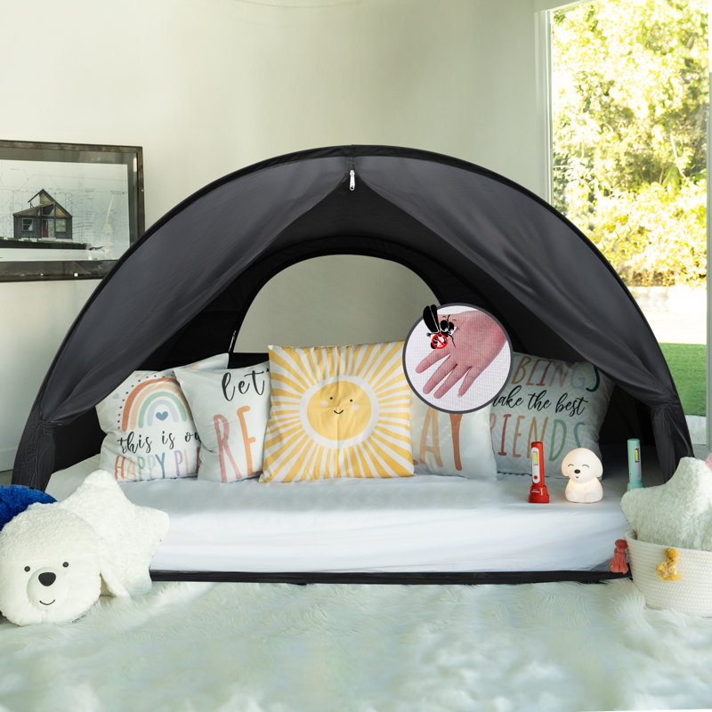 Bed Tent Canopy - Pop Up Privacy Sleeping Tent for Indoor Use, 80% Light Reduction & Breathable Design, Portable Frame with Shade Cloth Windows