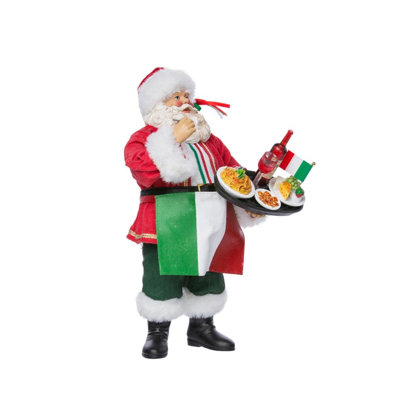 Kurt Adler Fabriche Musical Italian Santa Standing Christmas Figurine, 10.5in