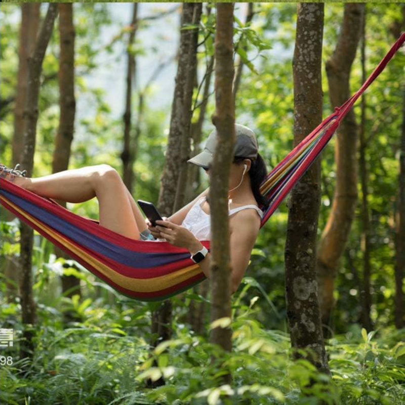 Outdoor Camping Portable Hammock with Travel Bag, Thickened Durable Canvas Fabric