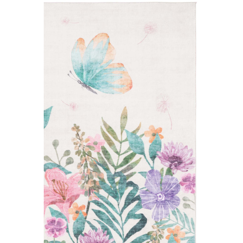 Tapis de cuisine Anircin, Ivoire / Rose, Rectangulaire 2 pi x 3 pi