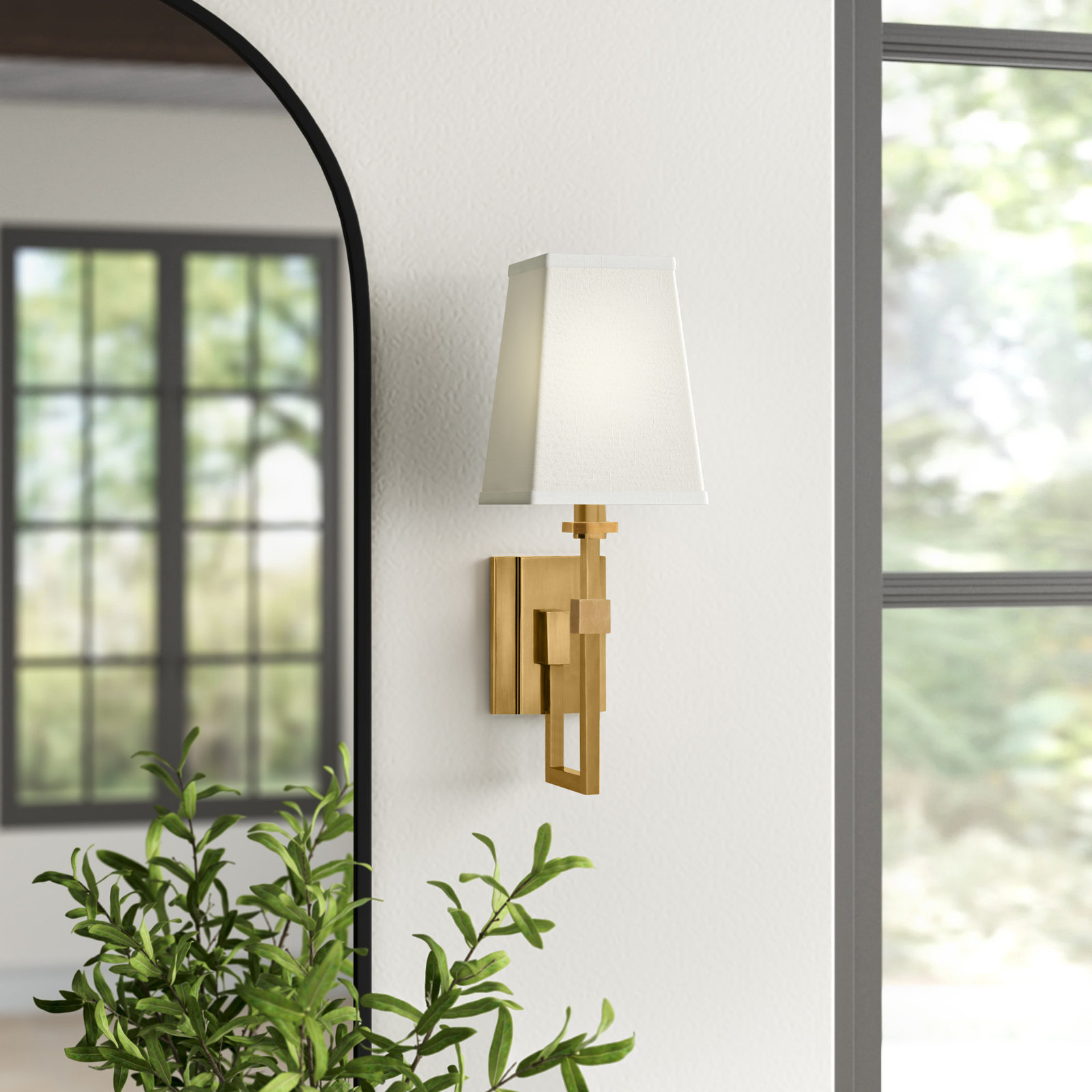 Camino Single Light Steel Dimmable Armed Sconce, Aged Brass
