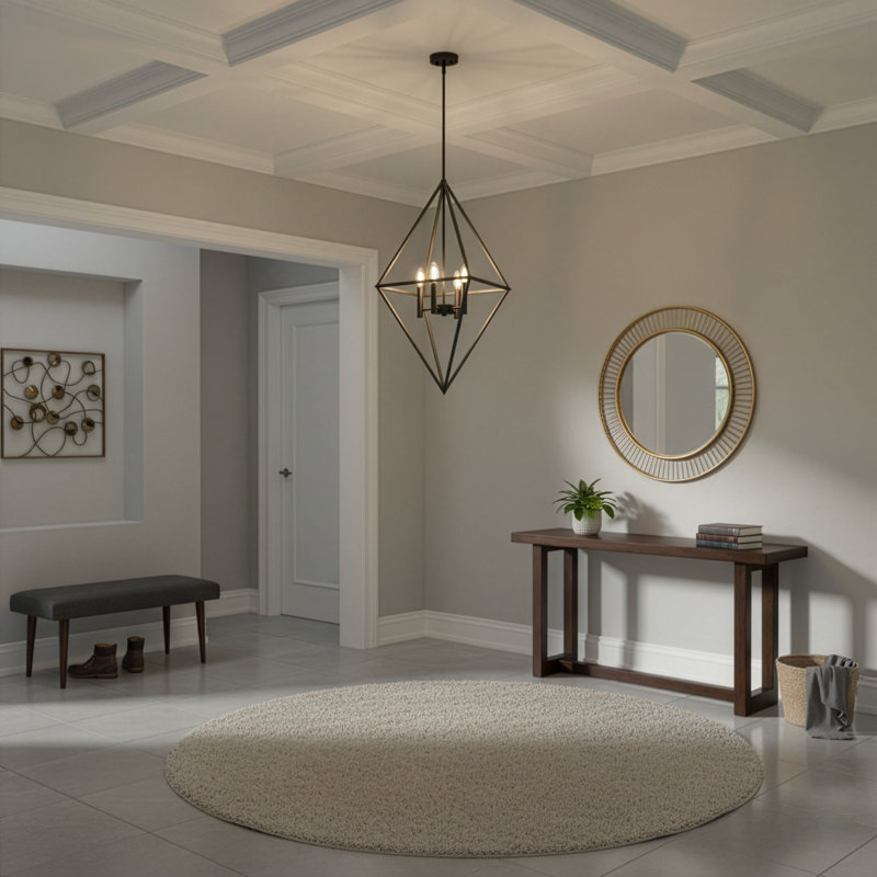 Luminaire suspendu géométrique unique à 4 lumières, Noir