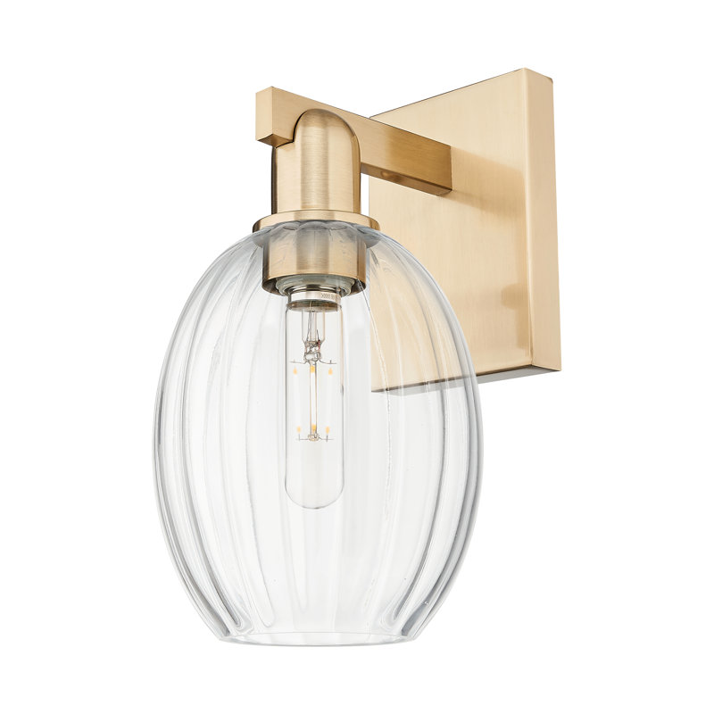 Ruvalcaba - 1 Light Bell Shade Wall Mount Sconce, Clear, Champagne Bronze