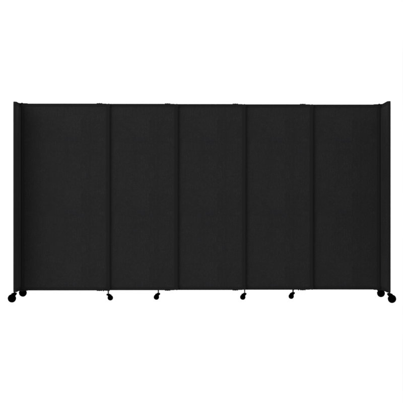 Cloison portative coulissante en tissu StraightWall, H 72 po x l 186 po x P 1 po, Noir, noir, noir, noir