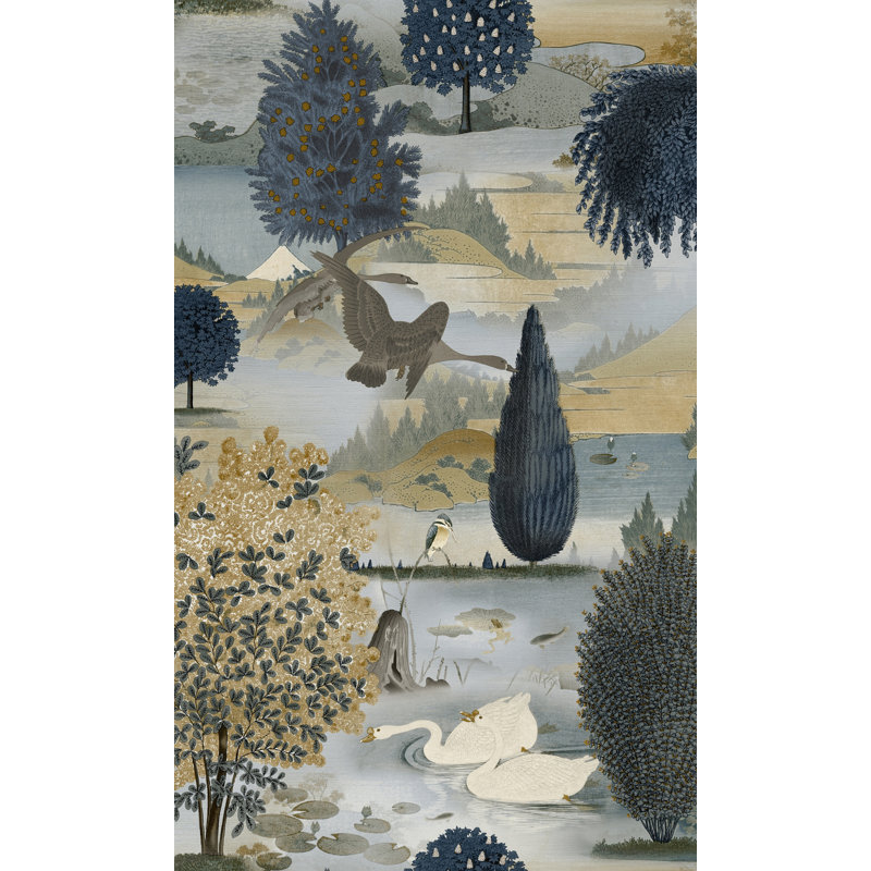 Rouleau de papier peint L 33 pi x l 21 po Wickline, Bleu marine