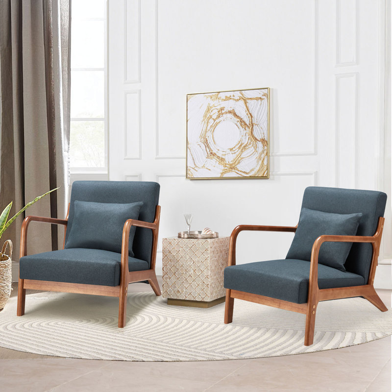 Upholstered Armchair, Blue Linen