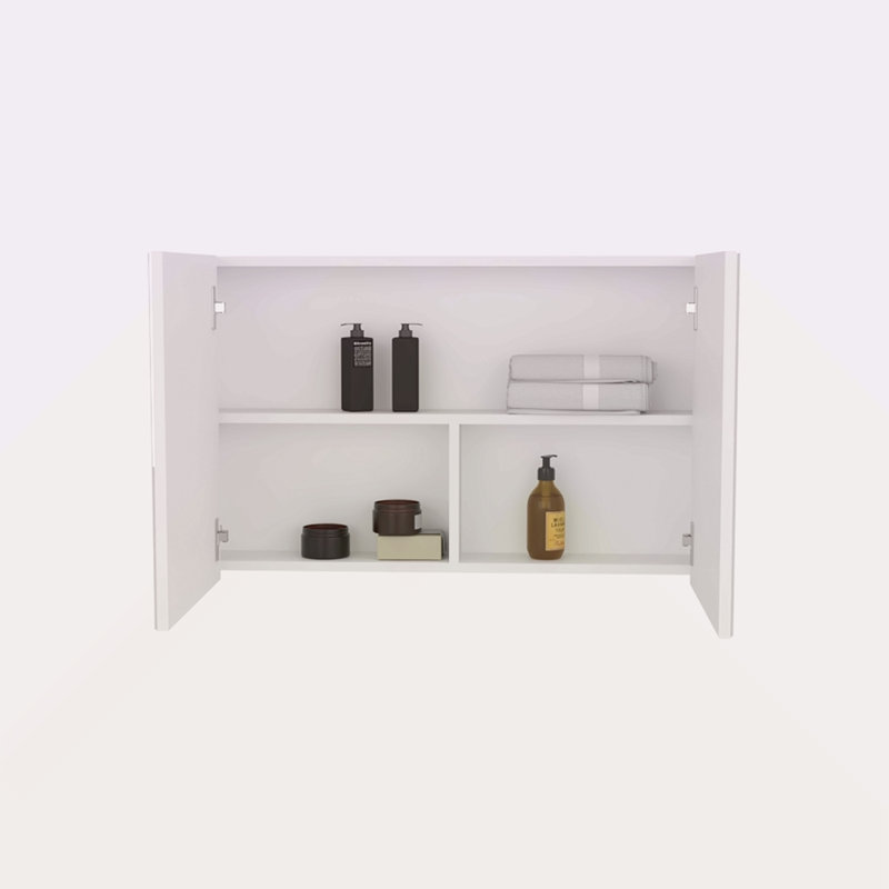 19.7" H X 31.5" W Double Door Mirror Medicine Cabinet, Three Interior Shelves For Bathroom, Kitchen , White