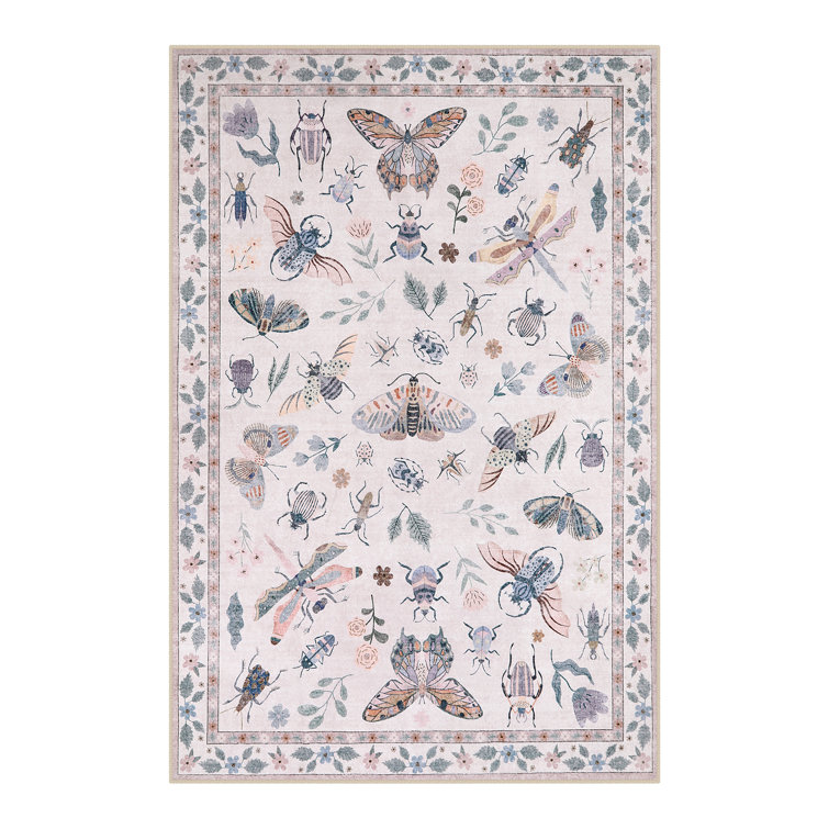Insect Print Washable Rugs for Living Room Ultra-Thin Non-Slip Modern Bedroom Large Carpet