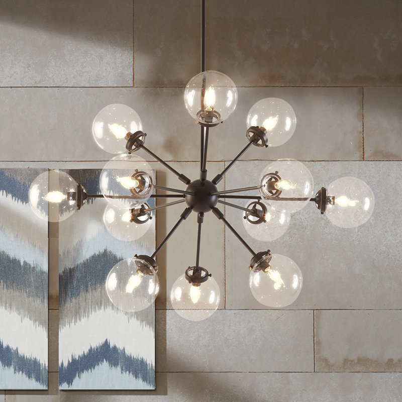 Orrhaen 12-Light Chandelier with Oversized Globe Bulbs, Antique Bronze