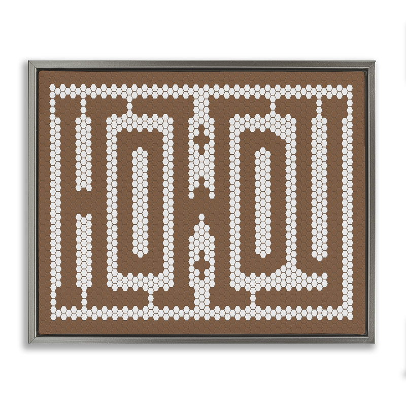 «Mosaic Style Howdy», art mural encadré sur toile flottante, H 25 po x l 31 po, Cadre flottant gris lustré