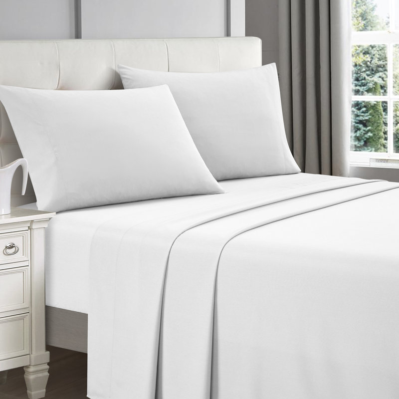 Illada Microfiber Plain Weave / Muslin Sheet Set, White, Twin Sheet Set with Fitted Sheet and 1 Pillowcase
