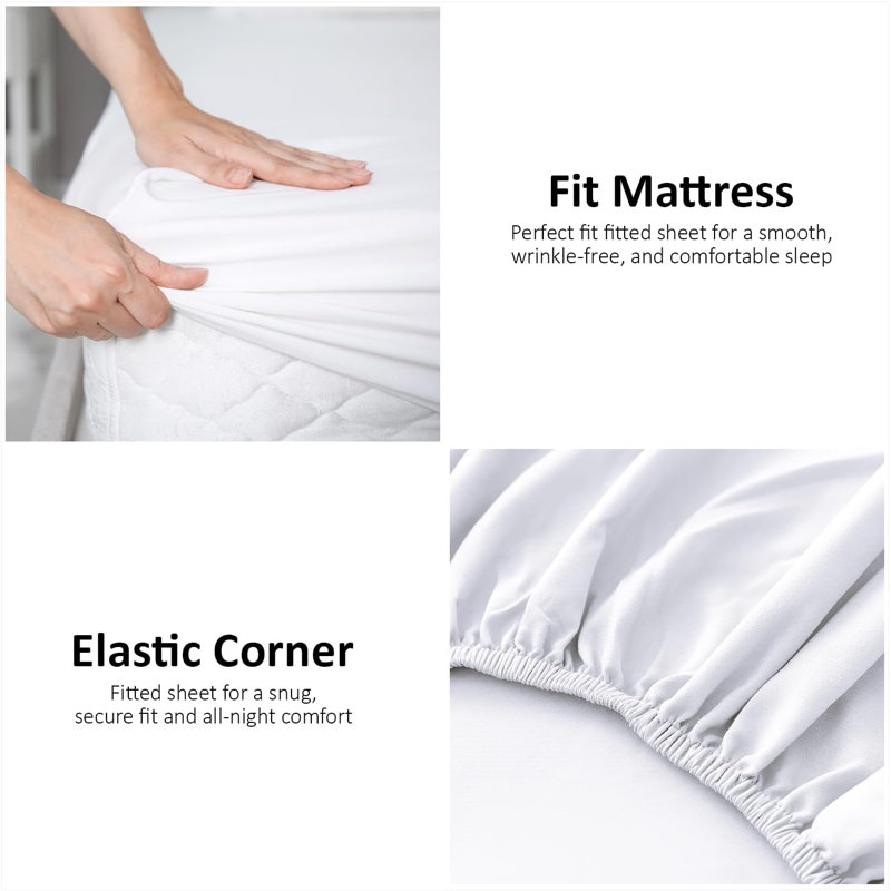 Super Dreamer Fitted Sheet Pack of 2 Solid Colour Polyester Bed Sheets - Single Double King Size Machine Washable, Single