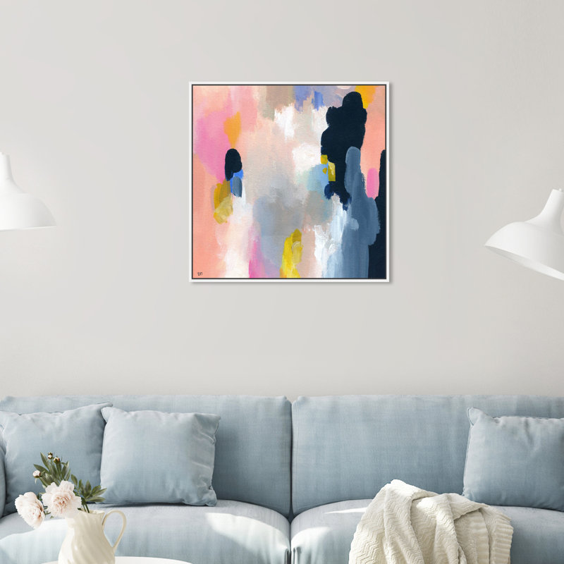Bonne pensée - Peinture sur toile, Toile avec cadre blanc, H 30 po x l 30 po