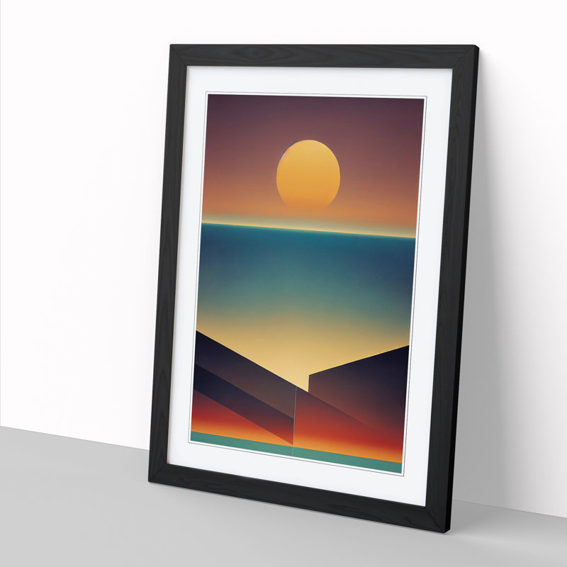 Sunset Conceptual Art Vol.1 1 Piece Single Picture Frame Wall Art, 34cm H x 25cm W x 2cm D, Oak