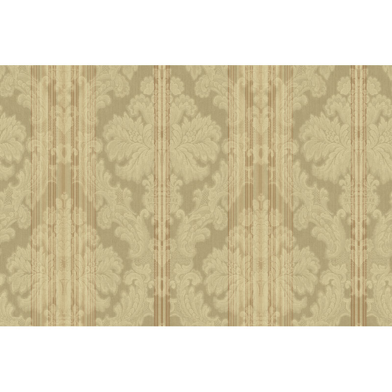 Papier peint damassé rayé non tissé Seabrook Designs, Beige/rouge