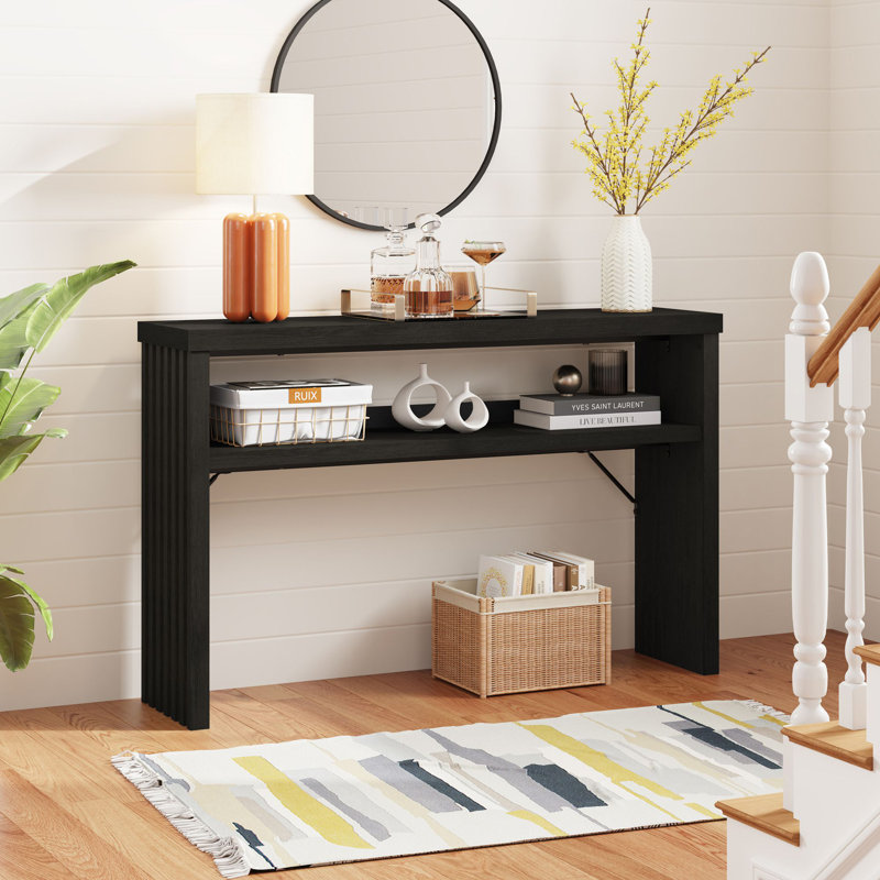 Aust 47.36'' Farmhouse 2-Tier Console Table with Open Storage, Wooden Sofa Table for Living Room, Entryway, Hallway