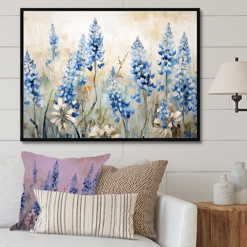 «Elegant Blue Bonnets Meadow III», reproduction d'art sur toile, Noir, H 24 po x l 32 po x P 1 po